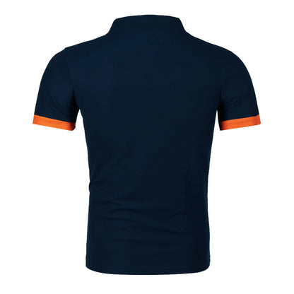 Men'S Short Sleeve Color Matching Fashion with Men'S Lapel Short Sleeve