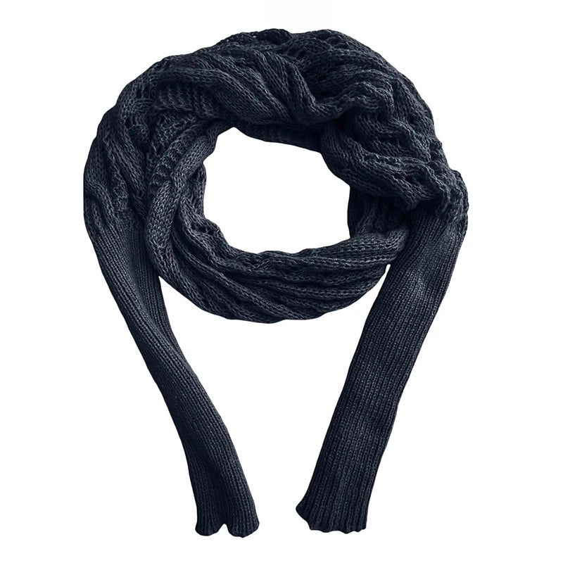 Scarf with Sleeves for Women Shawl Wraps Knitted Cable Crochet Multifunctional Scarf Sweaters with Sleeves
