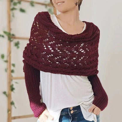 Scarf with Sleeves for Women Shawl Wraps Knitted Cable Crochet Multifunctional Scarf Sweaters with Sleeves