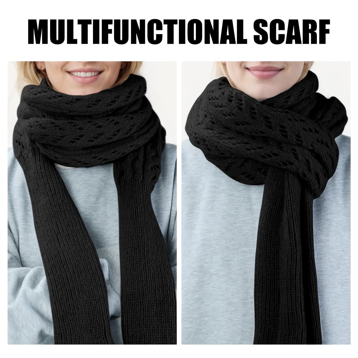 Scarf with Sleeves for Women Shawl Wraps Knitted Cable Crochet Multifunctional Scarf Sweaters with Sleeves