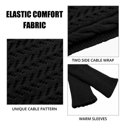 Scarf with Sleeves for Women Shawl Wraps Knitted Cable Crochet Multifunctional Scarf Sweaters with Sleeves